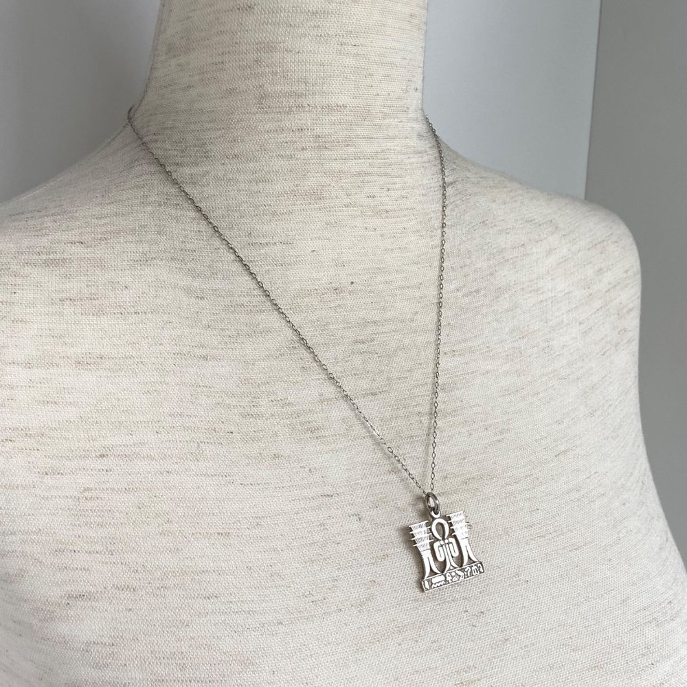 Sterling Silver 925 Egyptian Knot Of Isis Djed Pillars Pendant Necklace 20" - Picture 8 of 16